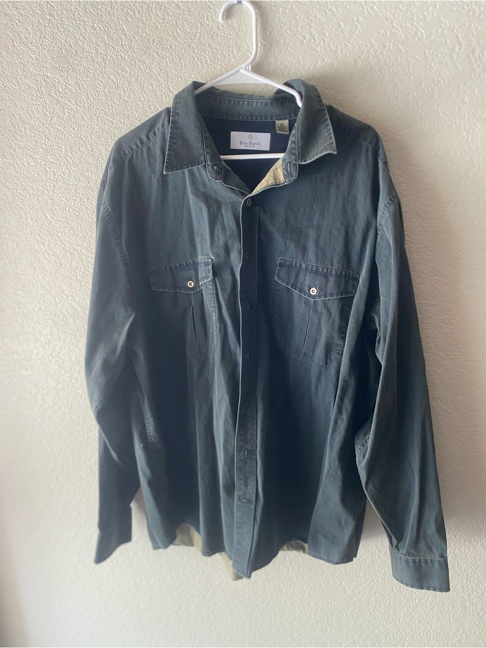 Vintage designer Bill Blass Faded Black button down shirt 90’s grunge industrial